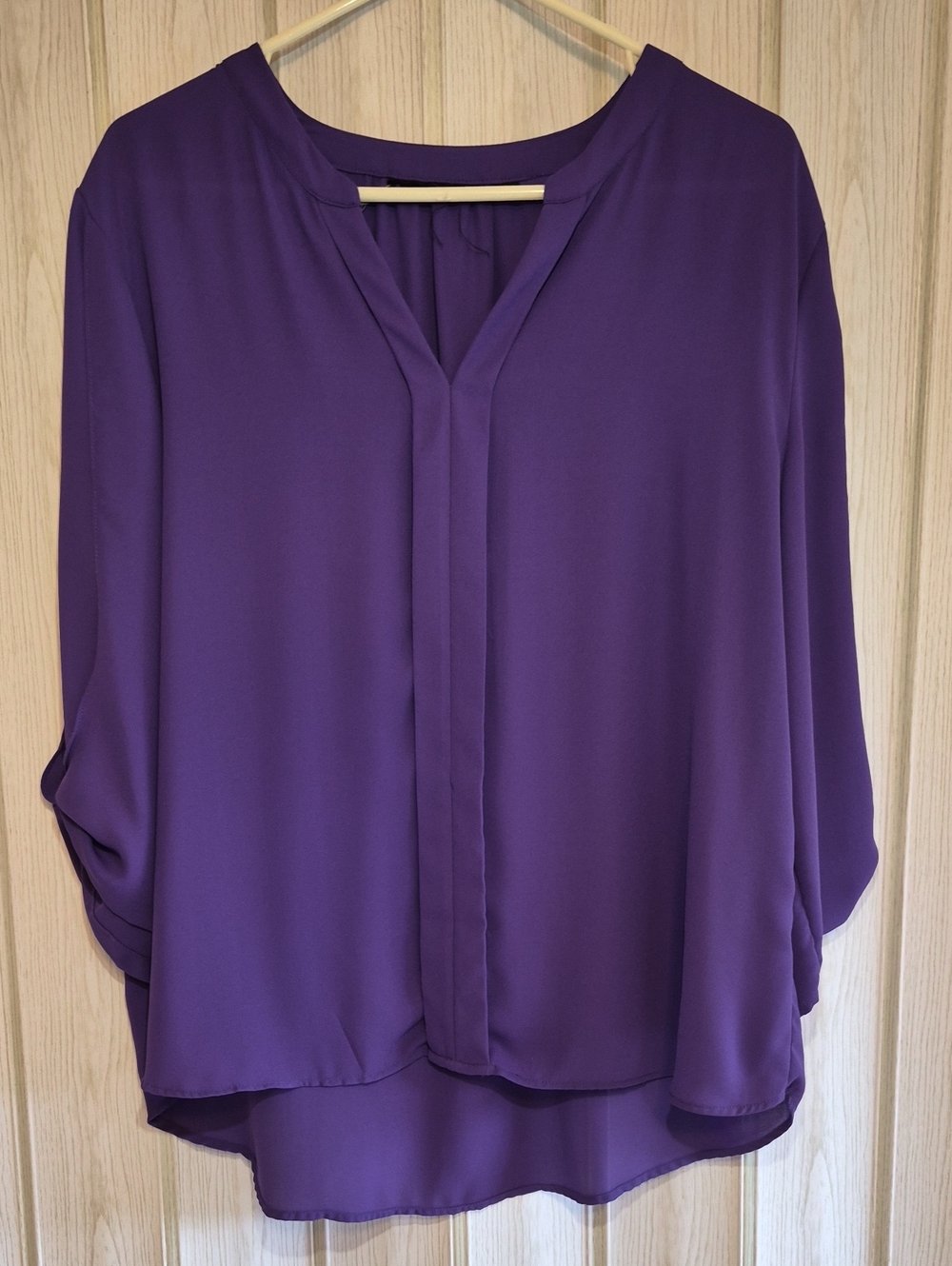 New York & Company Deep Purple Split-Neck Tunic